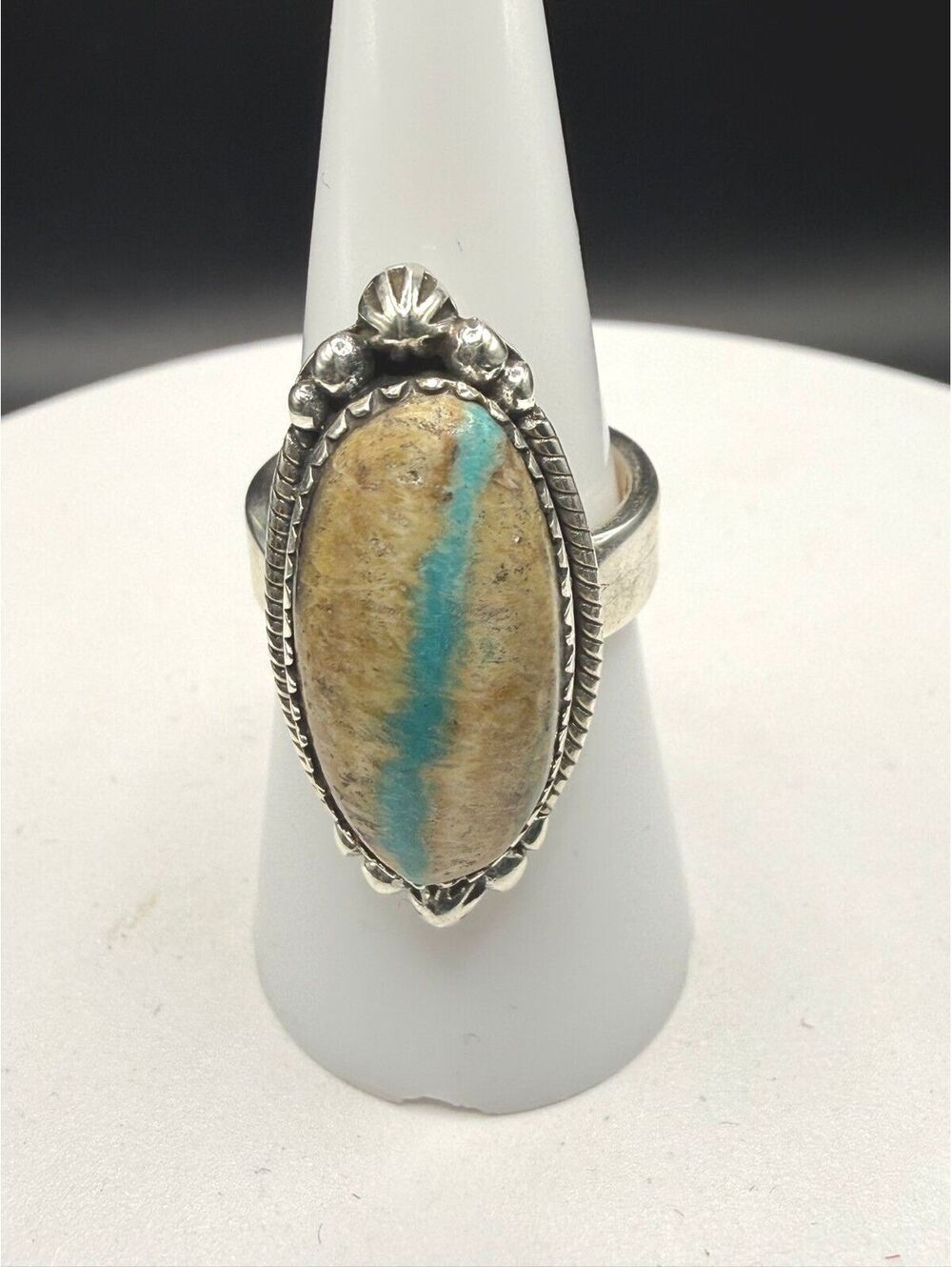 Royston Ribbon Turquoise Adjustable Sterling Silver Ring